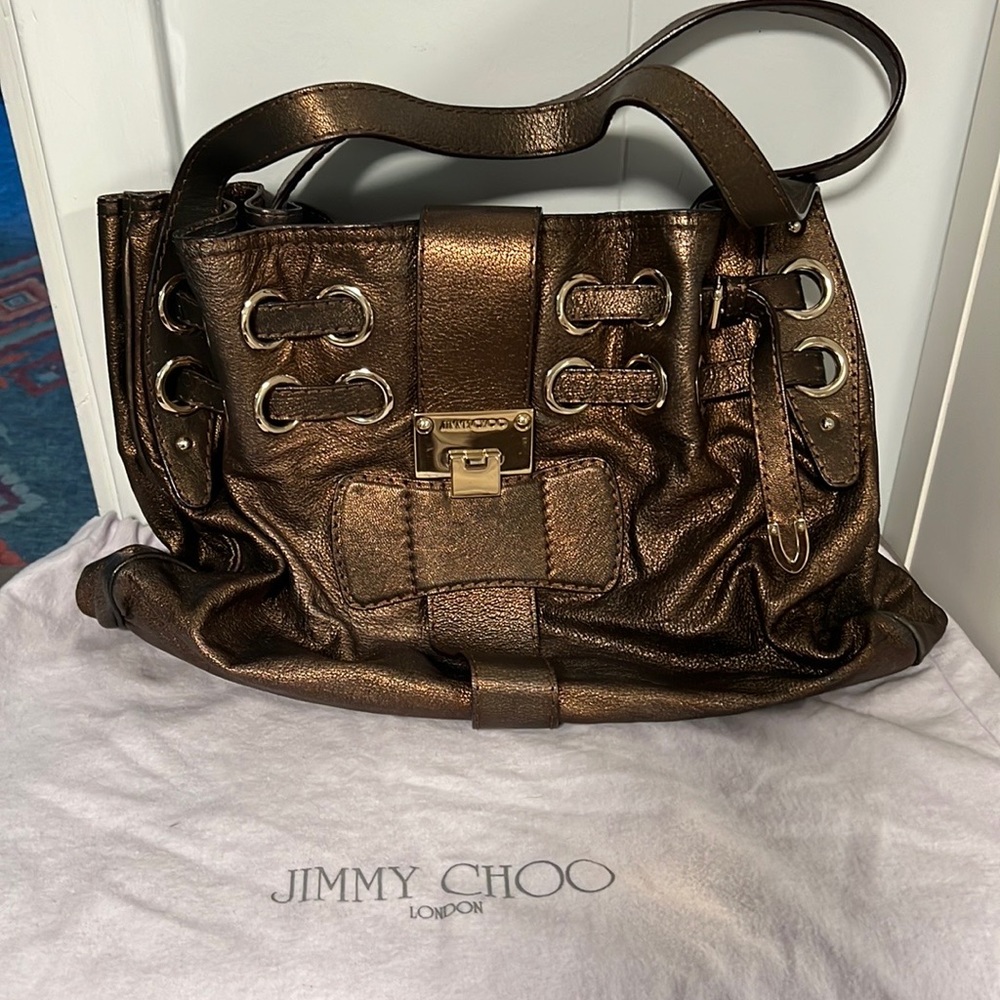 Metallic bronze leather Jimmy Choo purse